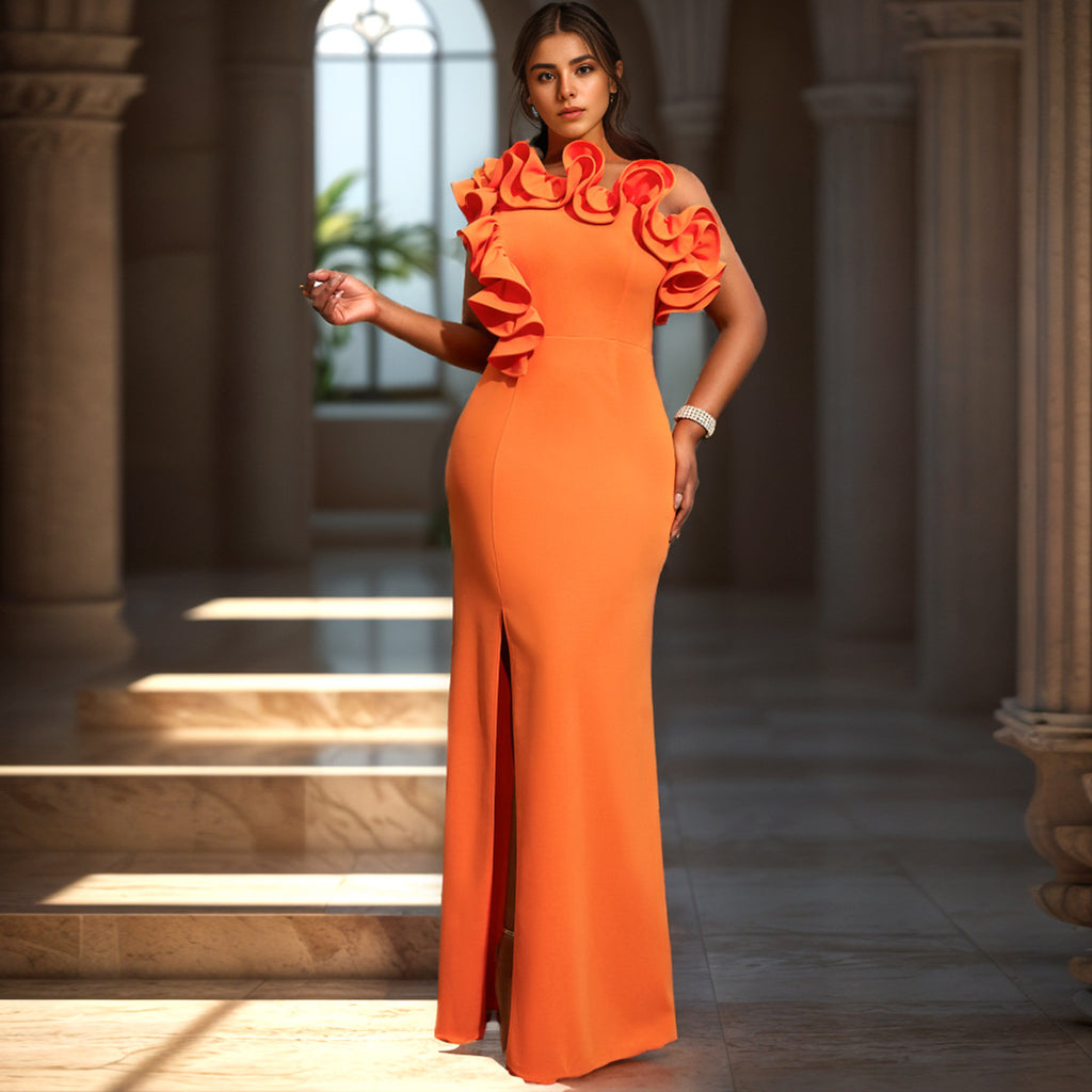 Women's One-Shoulder Ruffle Cocktail Dress