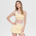 Women's Contrast-Trim Tennis Skirt And Sports Bra Set