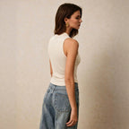 Arrival Hanging Neck Pleated Vest Women V neck Cinched SL
