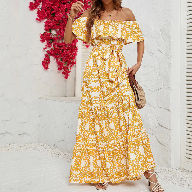 Off-Shoulder Ruffle Maxi Dress