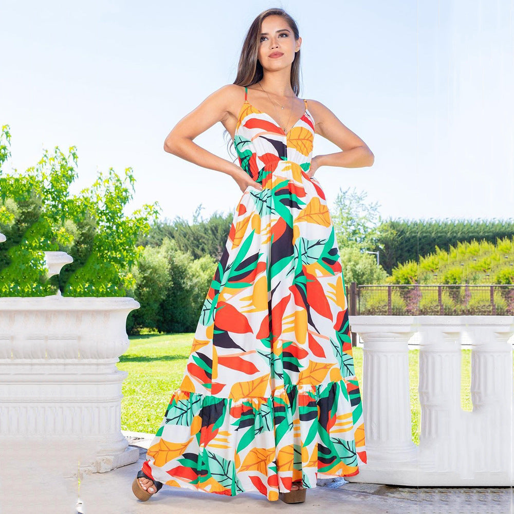 Summer Backless Dress Slim Fit Waist Slim Fit Maxi Split