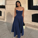 Women's 's Spaghetti-Strap Ruched Zip Midi Cami Dress