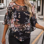 Women's Clothing Chiffon Sexy See Through Smock Top Chiffon Shirt