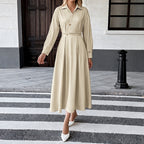 Simple Office Shirtdress Polo Collar V Slim Dress
