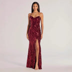 Women's Sequin Cami Slit Bodycon Maxi Dress