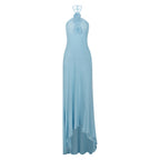 Women's Halter Mesh 3d Backless Tie Bodycon Maxi Dress