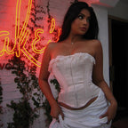 Women's Summer Cinched Waist Waistcoat Sexy Lace Neckline Tight Waist Tube Top
