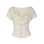 Women's Swing Collar Slim Fit Short Sleeve Top
