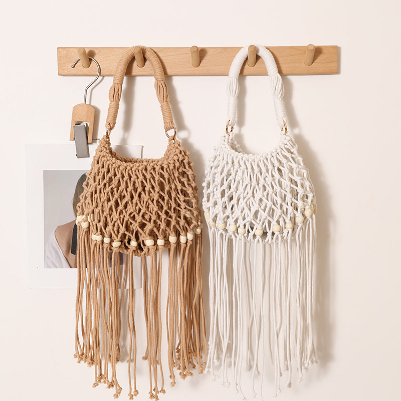 Women's Woven Fringe Straw Tote Bag