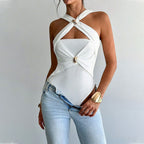 Women's Halter Cutout Tapered Jumpsuit