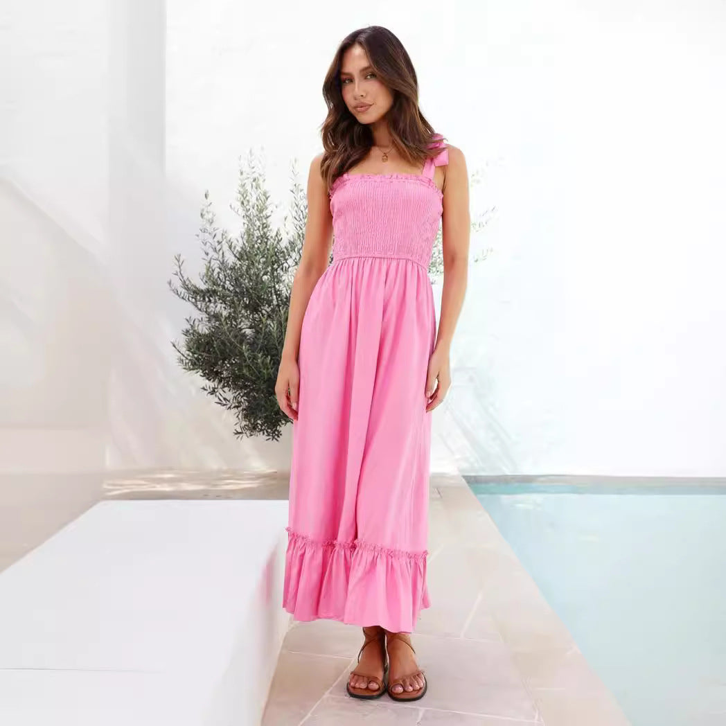 Women's Smocked Ruffle Spaghetti-Strap Summer Dress