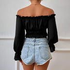 Women's Long-Sleeve Waist-Fit Casual Top