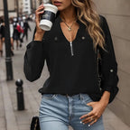 Women's Spring Women Clothing Pullover Solid Color Long Sleeve Shirt For Women