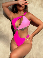 Contrast Color One-piece Swimwear