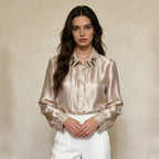 Women's Casual Loose Diamond-Studded Design Shirt For Women Spring Lazy Long Sleeve Top
