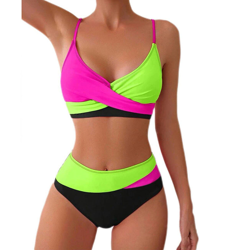 Color Matching Bikini Swimwear