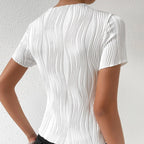 Women's Sleeve Round Neck Slim Slimming Solid Color T-Shirt Elegant