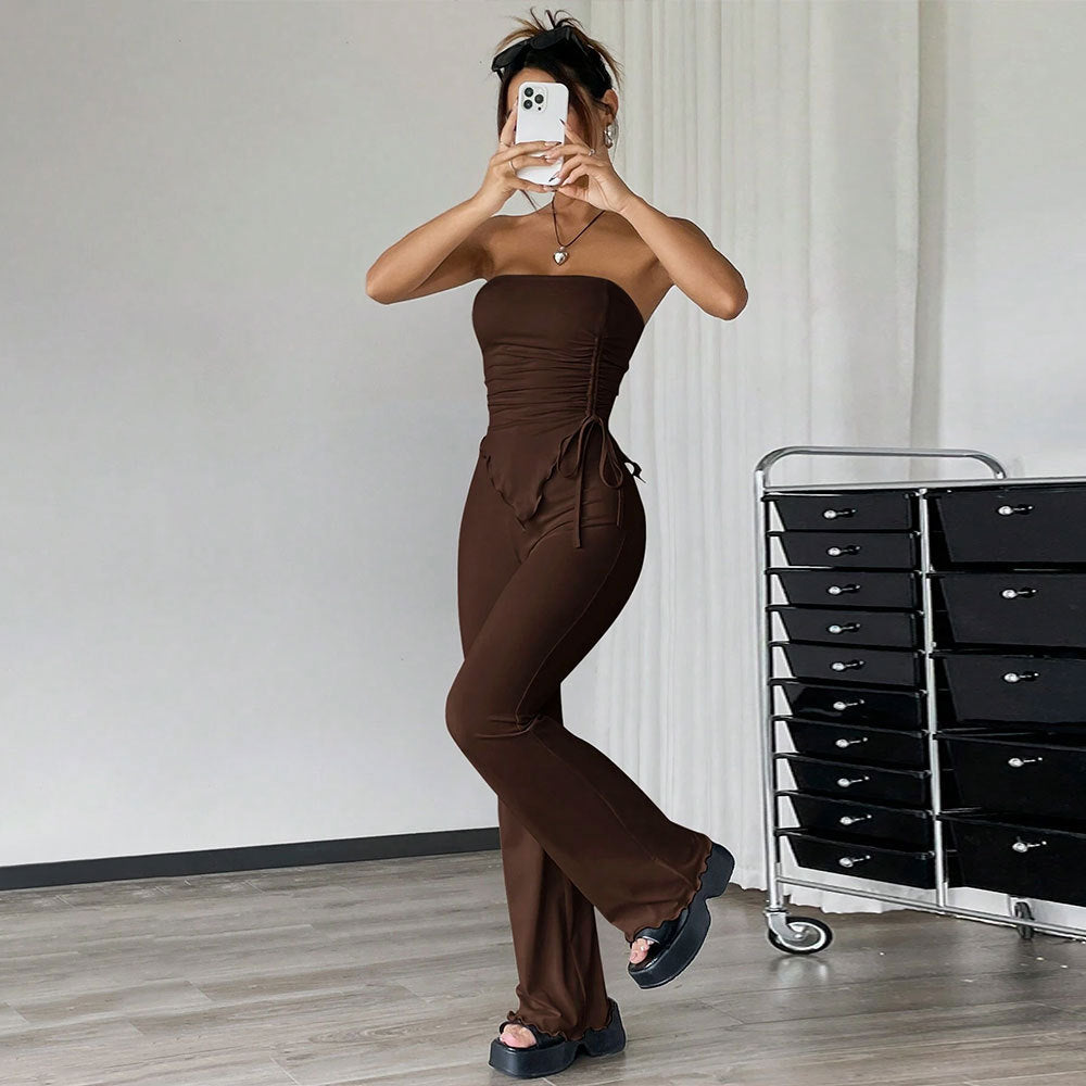 Women's Tube Top & Trousers Two-Piece Set