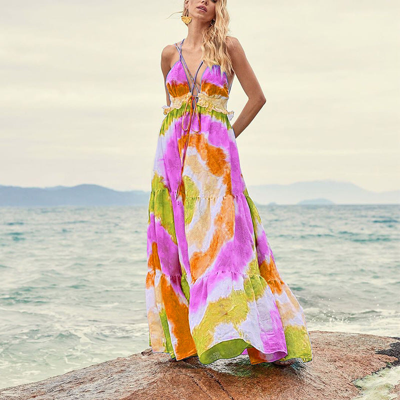 Spring Summer Tie Dye Gradient Slanted Stripe Horizontal Pattern Printing Slip