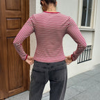 Women's French Retro Striped Contrast-Color Top