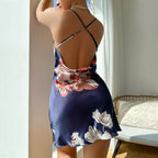 Summer Cami Dress Medium Thin Ice Silk Silk Nightdress Artificial Silk Sexy Seduction Backless Strap Nightdress Women