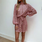 Autumn Solid Color Evening Dress Fashionable Sequin High-Waist High Class