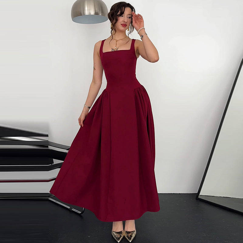 Women's 's Square-Neck Ruched Zip Maxi Dress