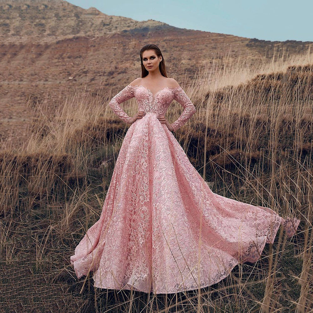 Dress Cutout Lace Embroidery Strapless Formal Swing