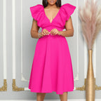 Women's Deep V Cocktail A Line Dress