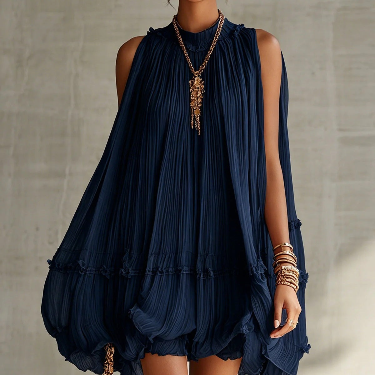 Women's Pleated Sleeveless Dress