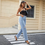 All Match Casual High Waist Ripped Women Jeans