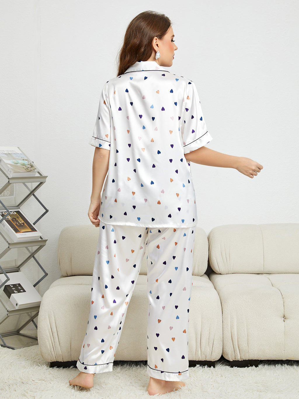Plus Size Creative Heart Pajamas Home Wear Pajamas Suit Pajama