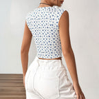 Women's Fresh Sweet Spring Summer Floral Short Cropped Top