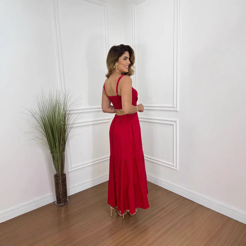 Women's Suspenders Solid Color Dress