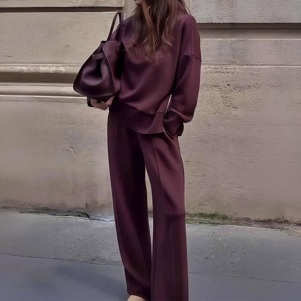 Women's Loose Sweater and Wide-Leg Pants Set