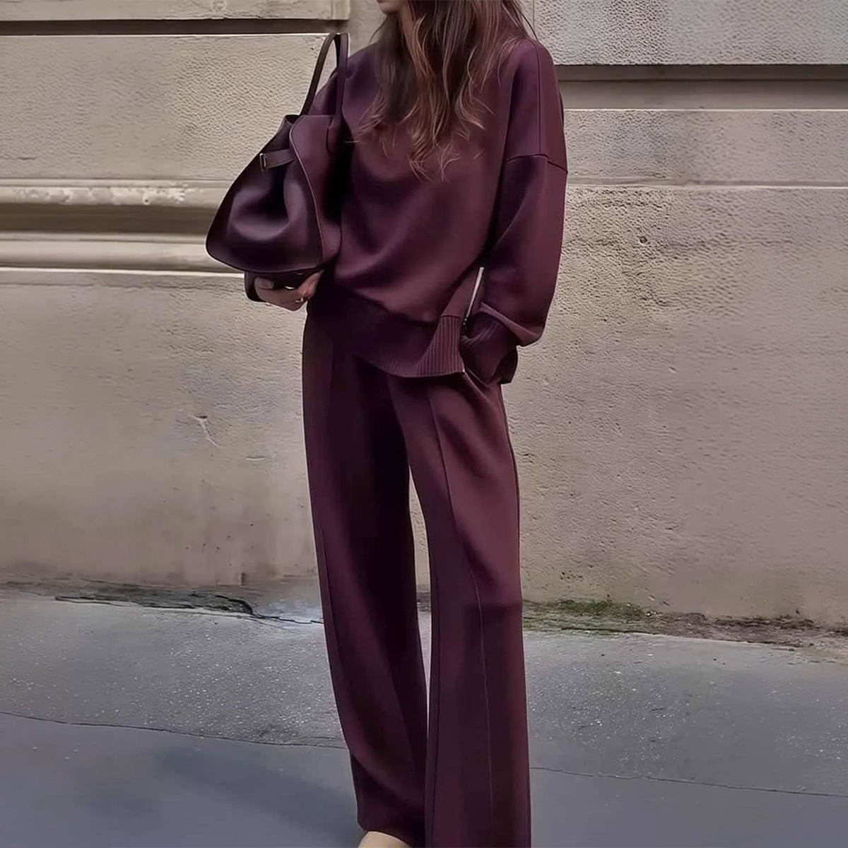 Women's Loose Sweater and Wide-Leg Pants Set