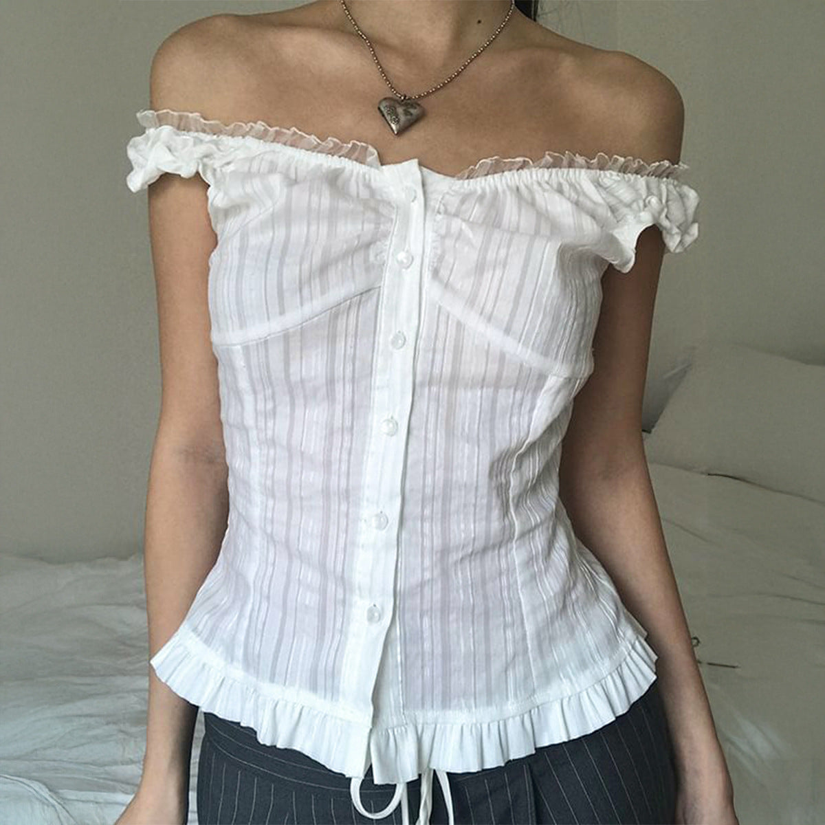 Women's Cold Shoulder Sleeveless Cardigan Shirt