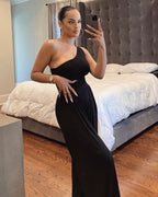 Same as Web Celebrities Concise One-Shoulder Asymmetric Comfortable Jumpsuit