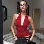 Women's Halter V-Neck Backless Vest Top