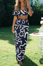 Puff-Sleeve Top & Split Skirt Set