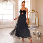 Mesh Sequin Camisole Evening Dress