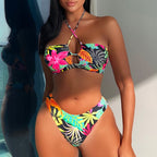 Printed Tube One-piece Swimwear