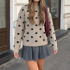 Women's Polka-Dot Long-Sleeve Knit Sweater