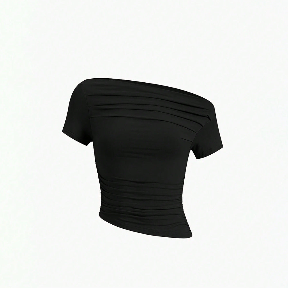 Women's Asymmetric Ruched One-Shoulder Crop Top