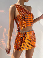 Women's Fishnet Rhinestone Halterneck With Suspenders Hollow Top