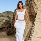 Women's Lace Sleeveless Maxi Top and Skirt Two-Piece Set