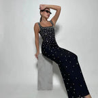 Women's Black Rhinestone Split Bandage Party Dress