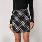 Women's Plaid High-Waist Wool Mini Skirt