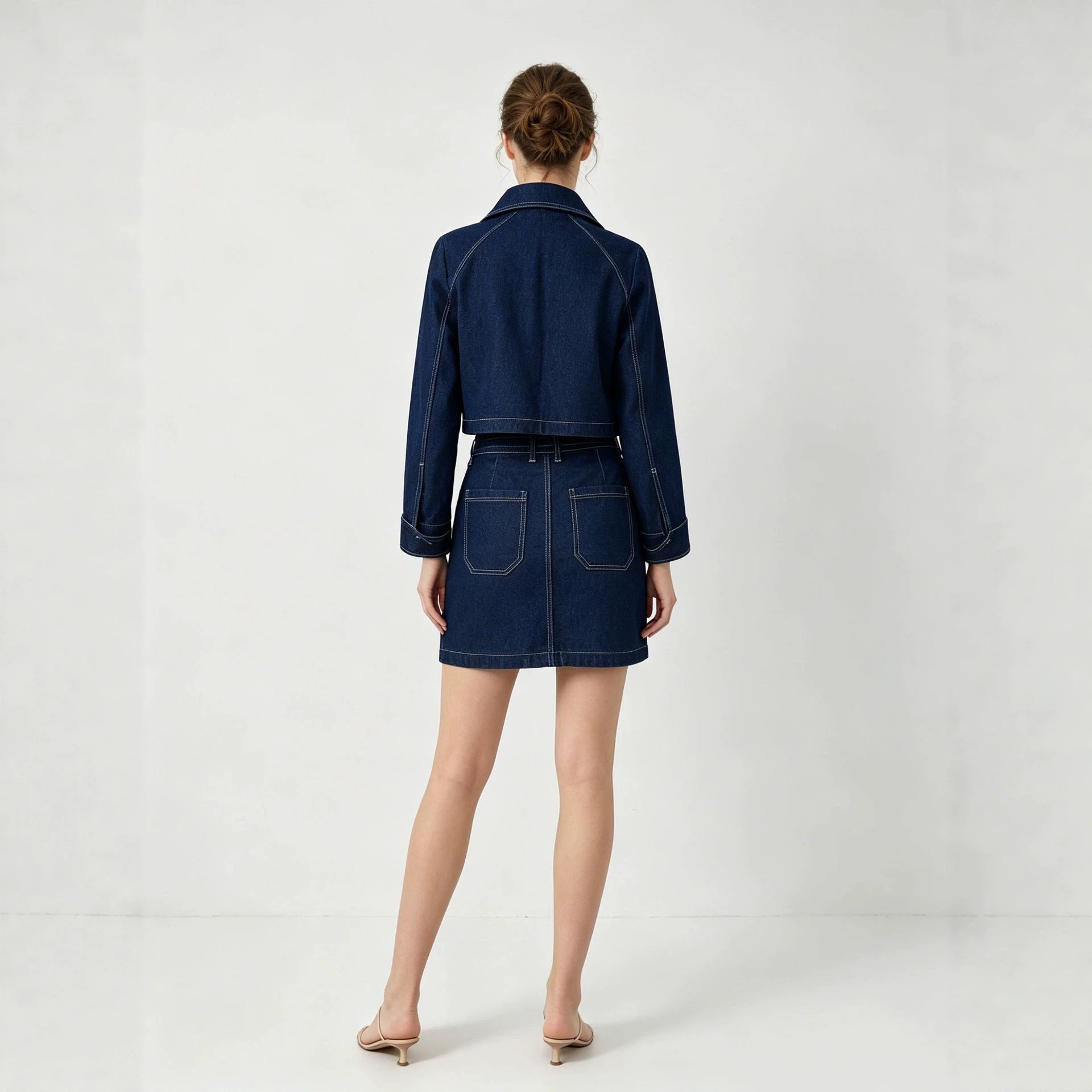 Business Office Convenient Women Denim Skirt Sets