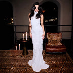 Women's Halter Long Evening Dress Slim Fit Maxi Cocktail Wedding Cocktail Host Battle Gown